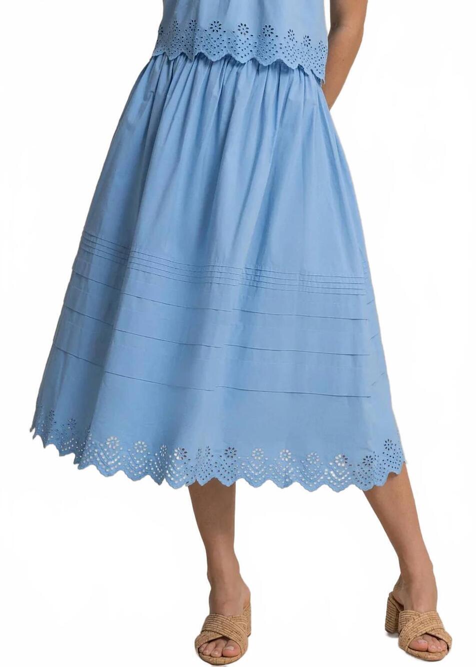 NEW SOUTHERN TIDE gigi eyelet midi skirt in ocean channel